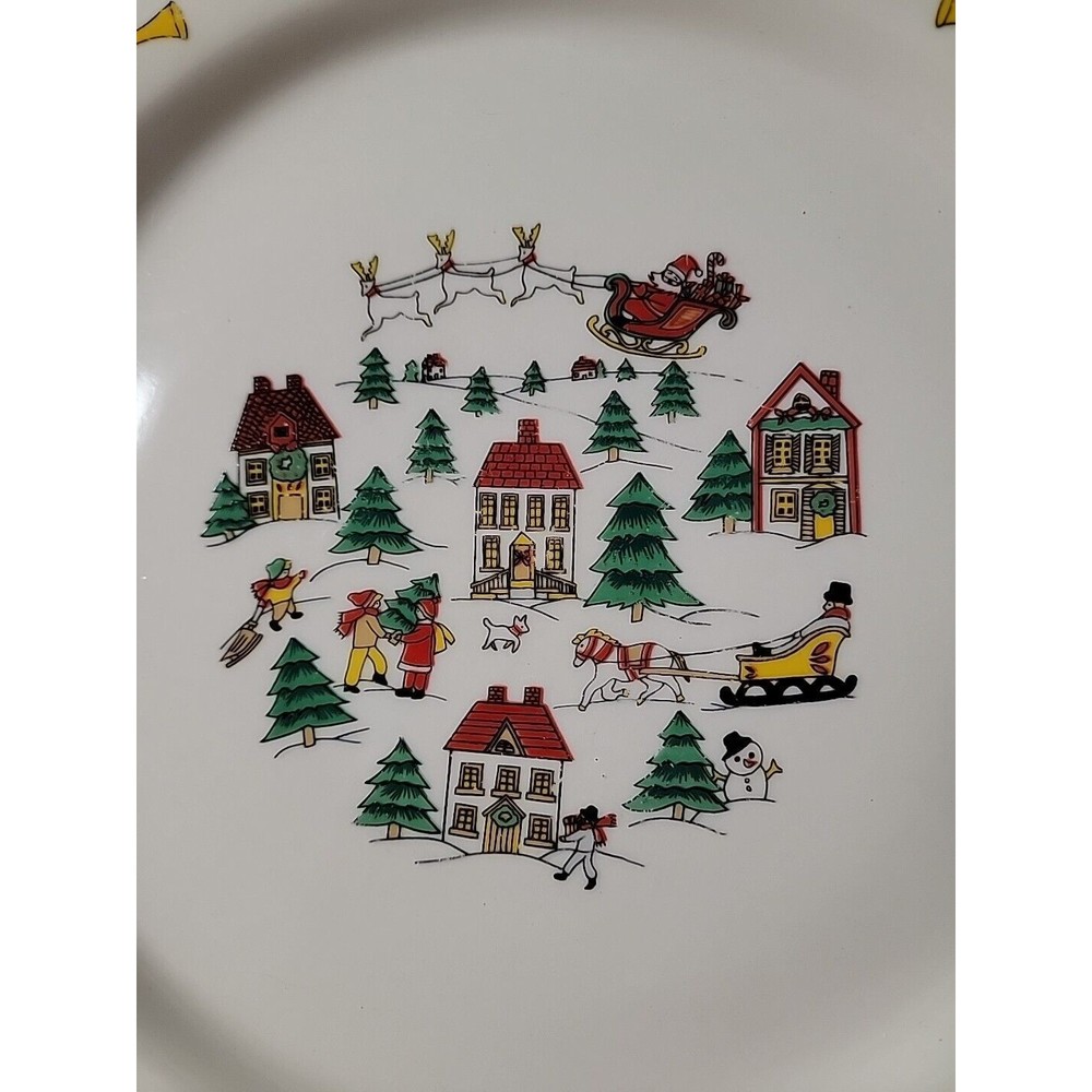 2 Vintage Kun-Lun The Joy Of Christmas Jamestown Serving Platters 11"